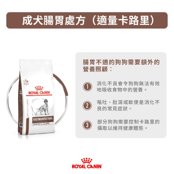 Royal Canin 法國皇家®處方Gastrointestinal Moderate Calorie 腸道狗糧 (適量卡路里配方) 2kg GIM23